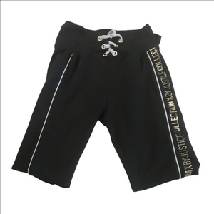 Justice Girl's Size 18/20 Black Gold Spell Out Lace Front Leggings